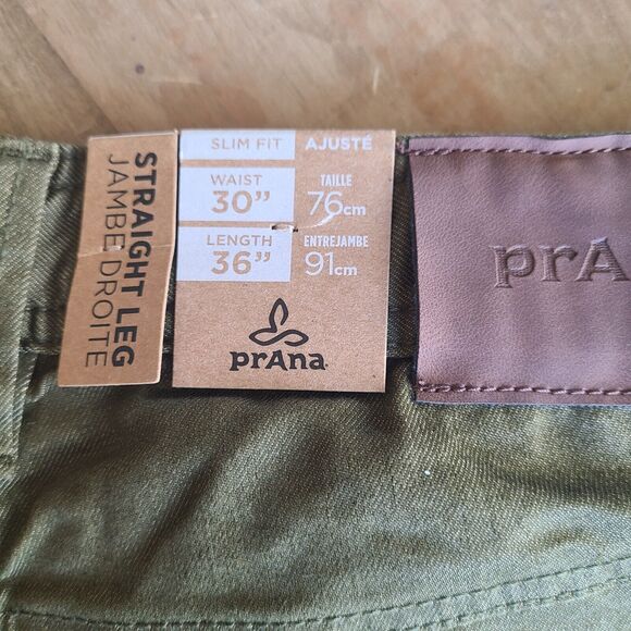 Prana Mens 30x36 Peat Green Bridger Jean Pant 5 Pocket Outdoor Straight Slim NEW - Picture 5 of 7